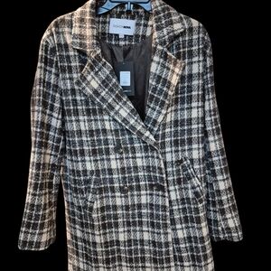 Fashion Nova Black and White Plaid Women's Coat